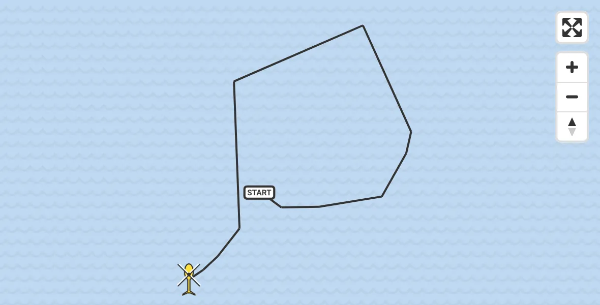 Routekaart van de vlucht: Kustwachthelikopter naar 