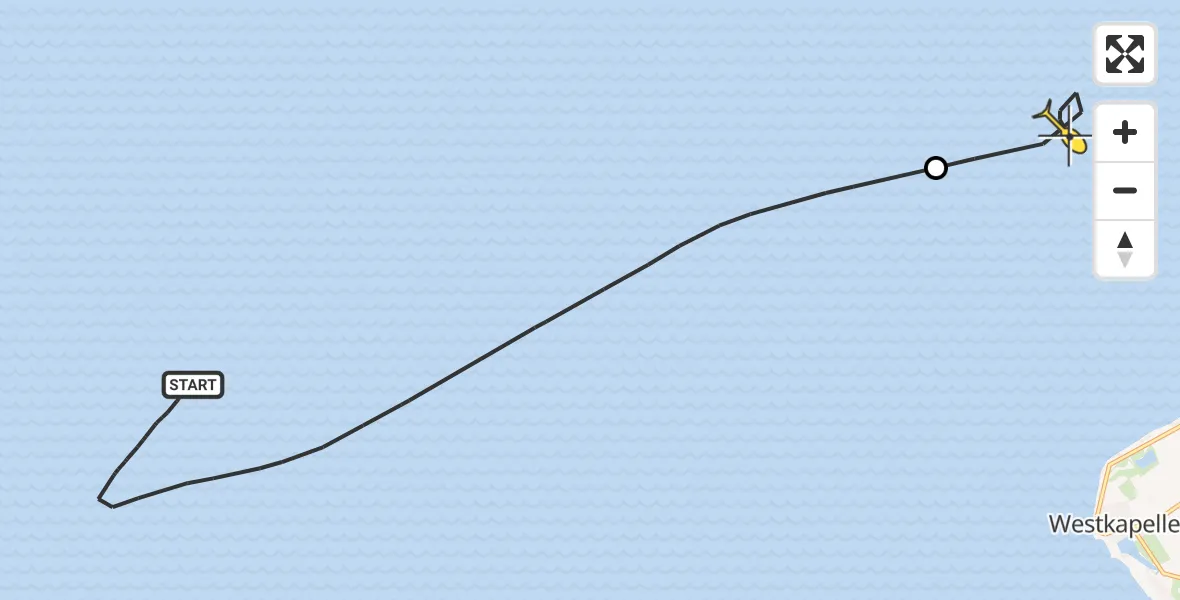 Routekaart van de vlucht: Kustwachthelikopter naar Vlissingen