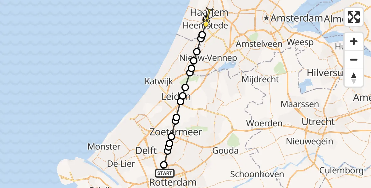Routekaart van de vlucht: Lifeliner 2 naar Haarlem, Frederikspark