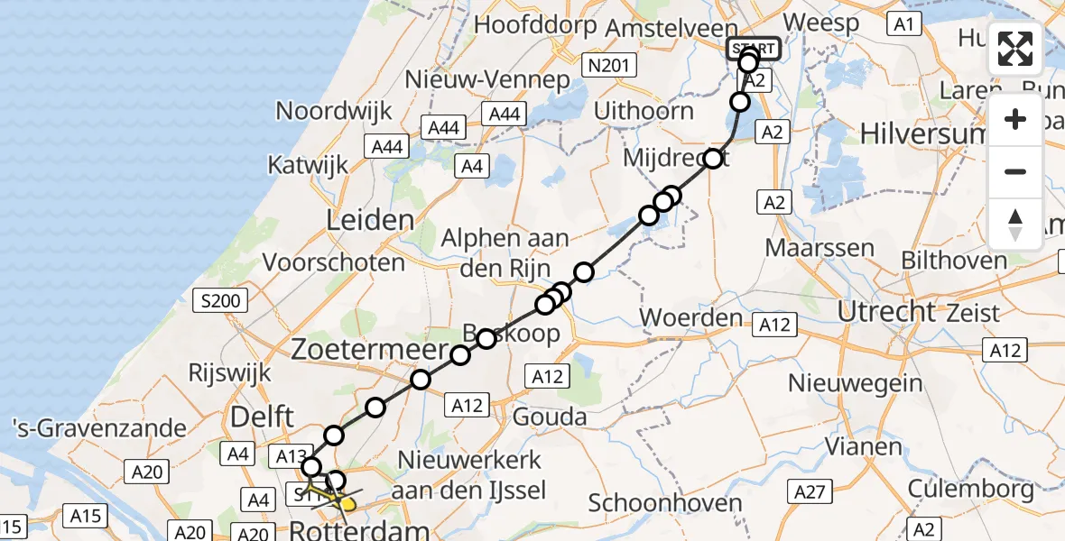 Routekaart van de vlucht: Lifeliner 2 naar Rotterdam The Hague Airport, Brandenburgbaan