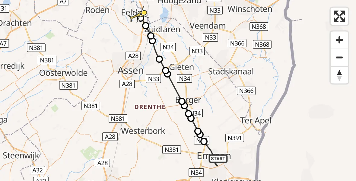 Routekaart van de vlucht: Lifeliner 4 naar Groningen Airport Eelde, Machlaan