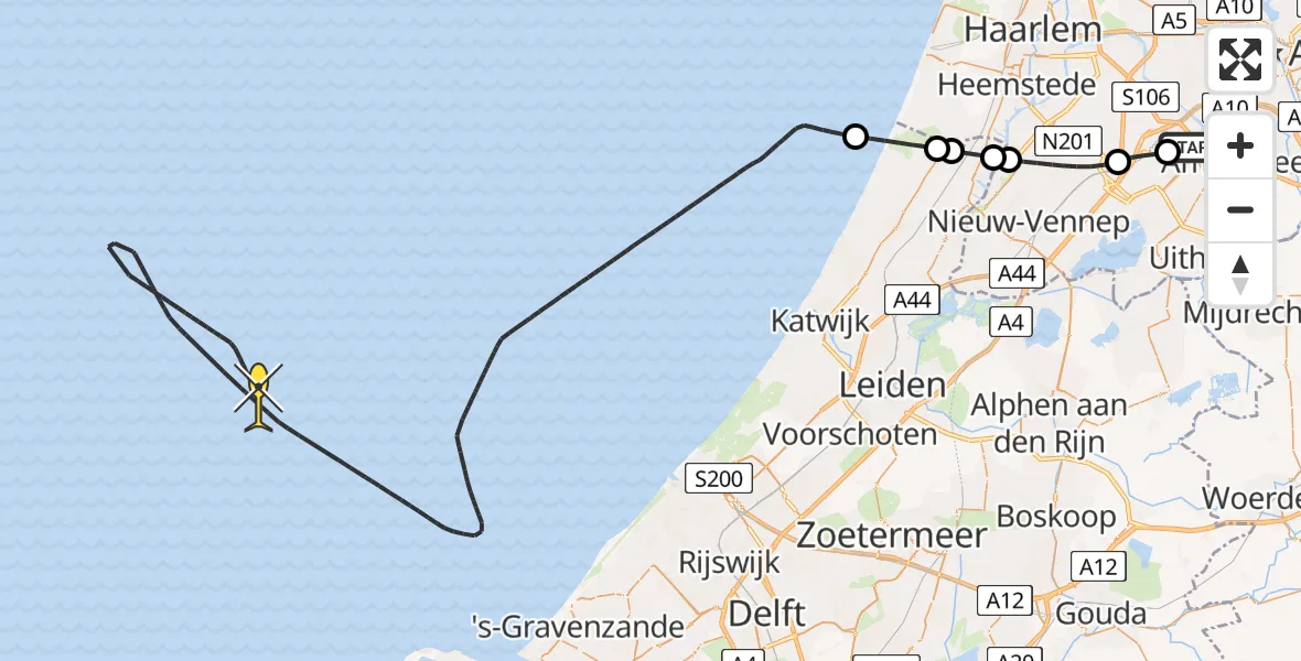 Routekaart van de vlucht: Politiehelikopter naar Ceintuurbaan