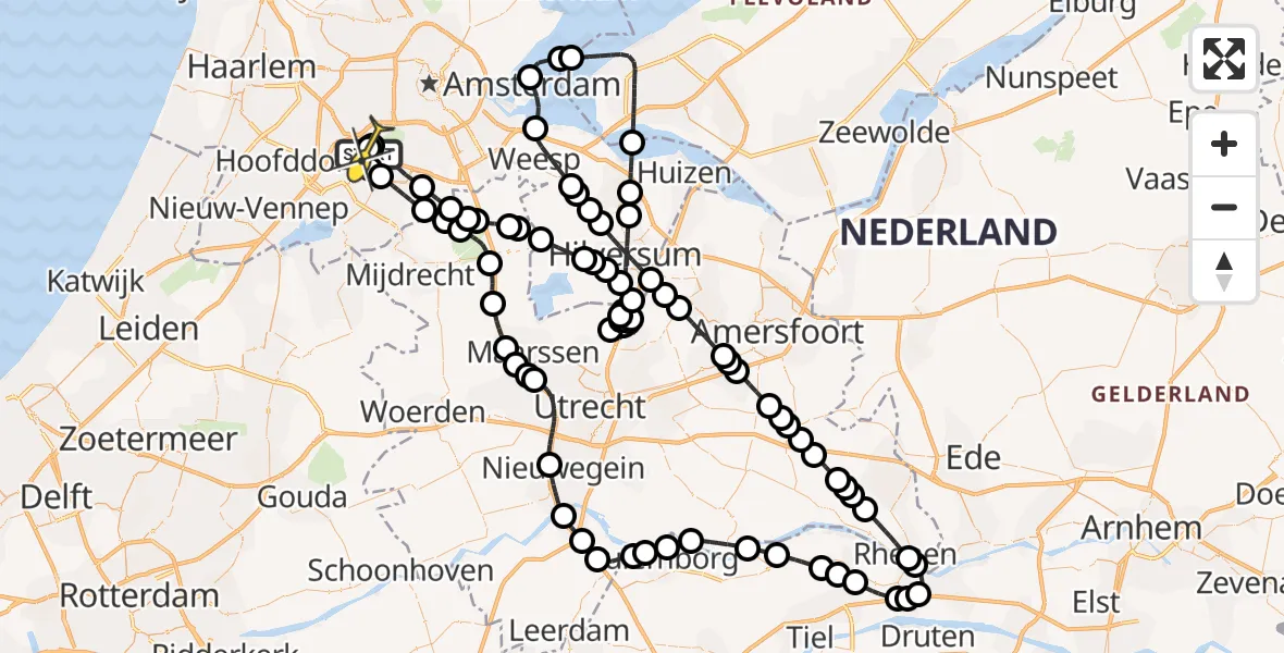 Routekaart van de vlucht: Politieheli naar Schiphol, Thermiekstraat