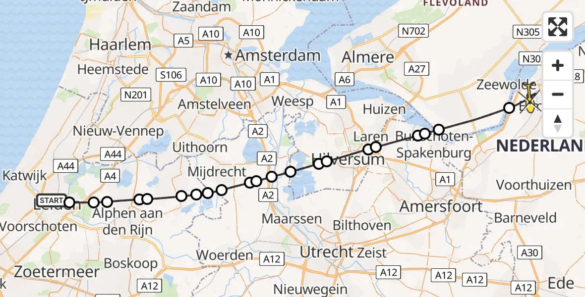 Routekaart van de vlucht: Lifeliner 1 naar Ermelo, Groene Allee