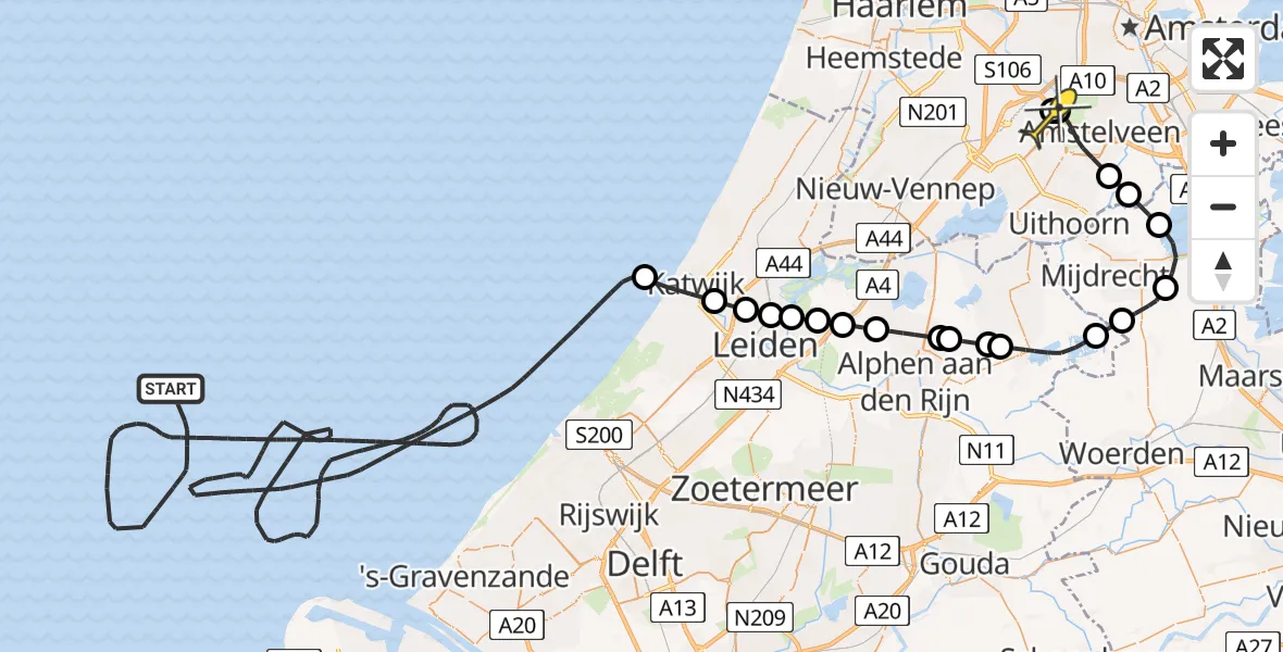 Routekaart van de vlucht: Politiehelikopter naar Schiphol, Thermiekstraat