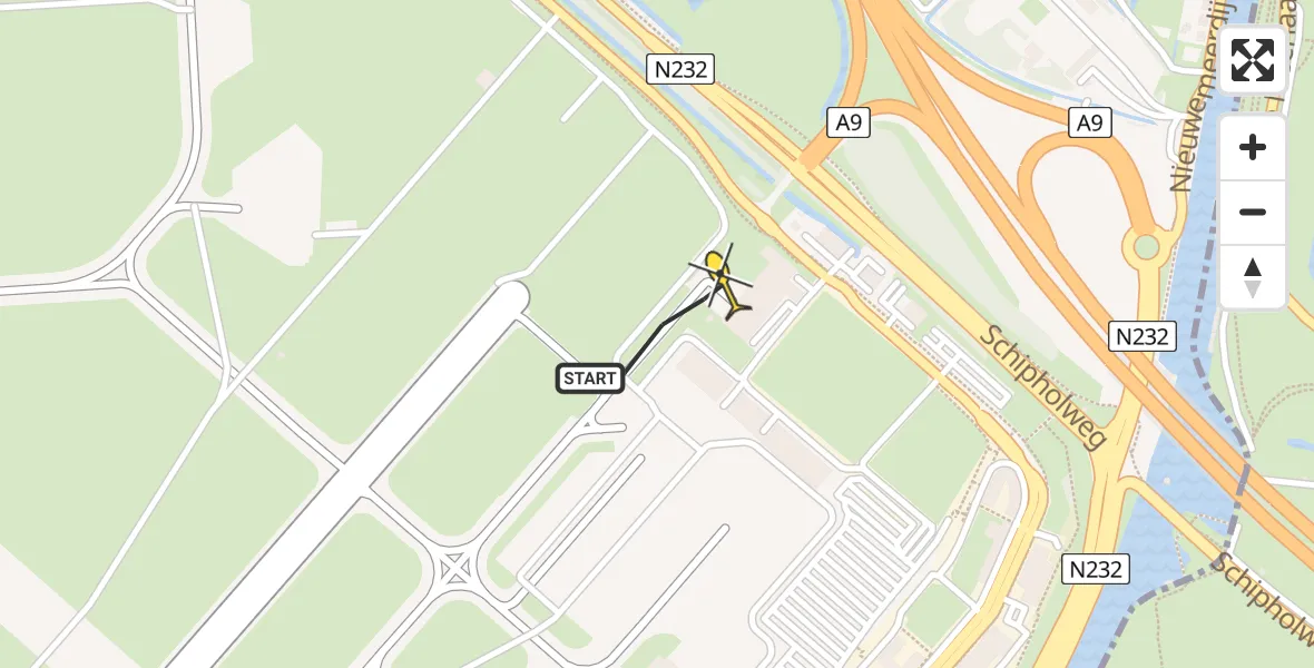 Routekaart van de vlucht: Politiehelikopter naar Schiphol, Walaardt Sacréstraat