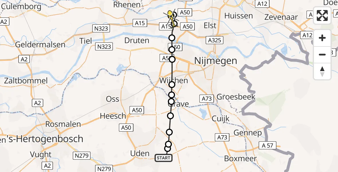 Routekaart van de vlucht: Lifeliner 3 naar Zetten, Rondweg