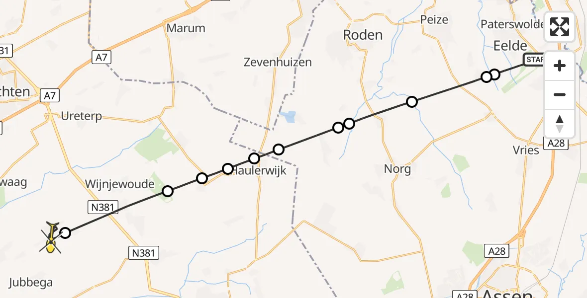 Routekaart van de vlucht: Lifeliner 4 naar Hemrik, Compagnonsfeart