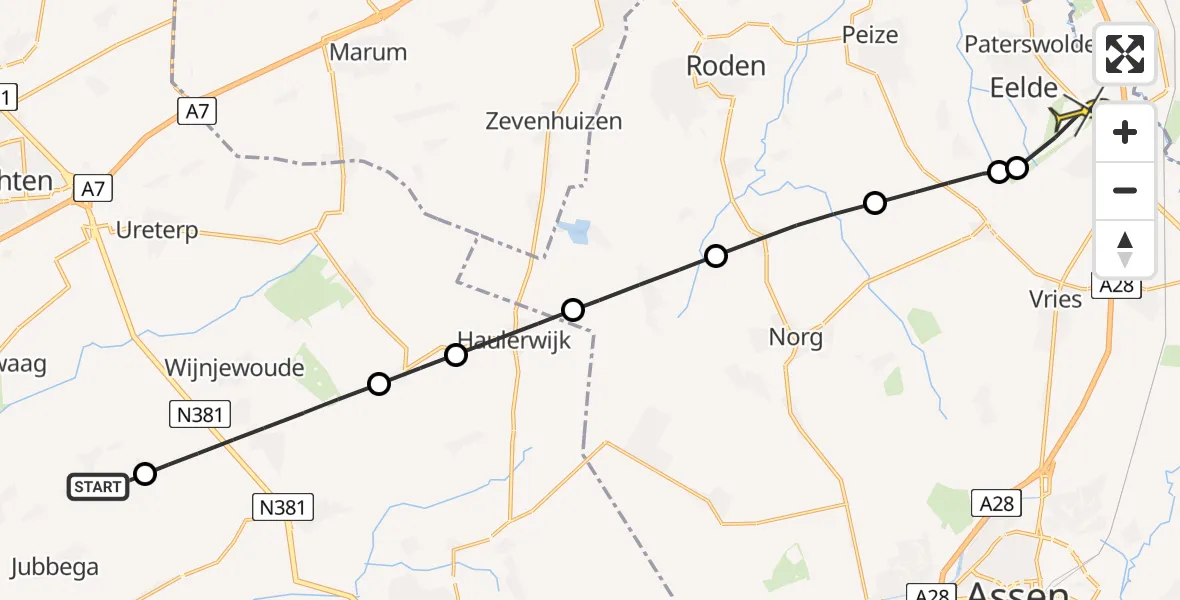 Routekaart van de vlucht: Lifeliner 4 naar Groningen Airport Eelde, Machlaan