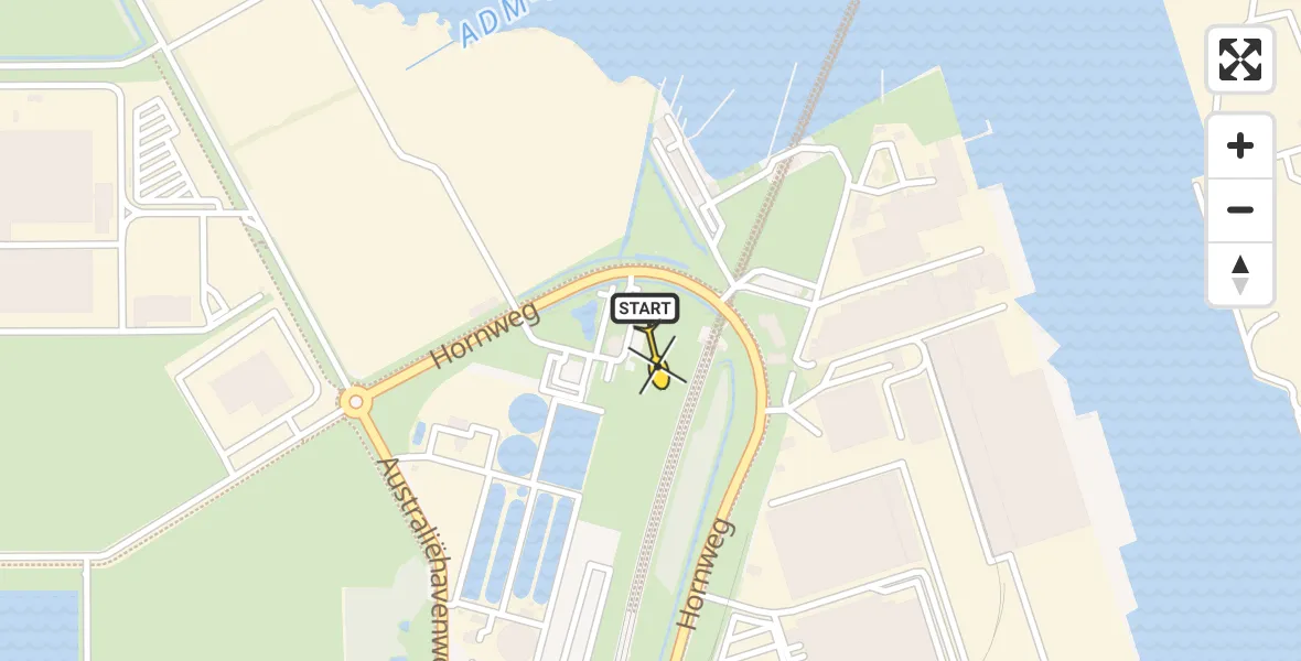 Routekaart van de vlucht: Lifeliner 1 naar Amsterdam Heliport, Hornweg