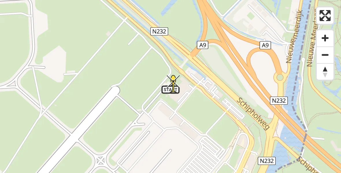 Routekaart van de vlucht: Politiehelikopter naar Schiphol, Walaardt Sacréstraat