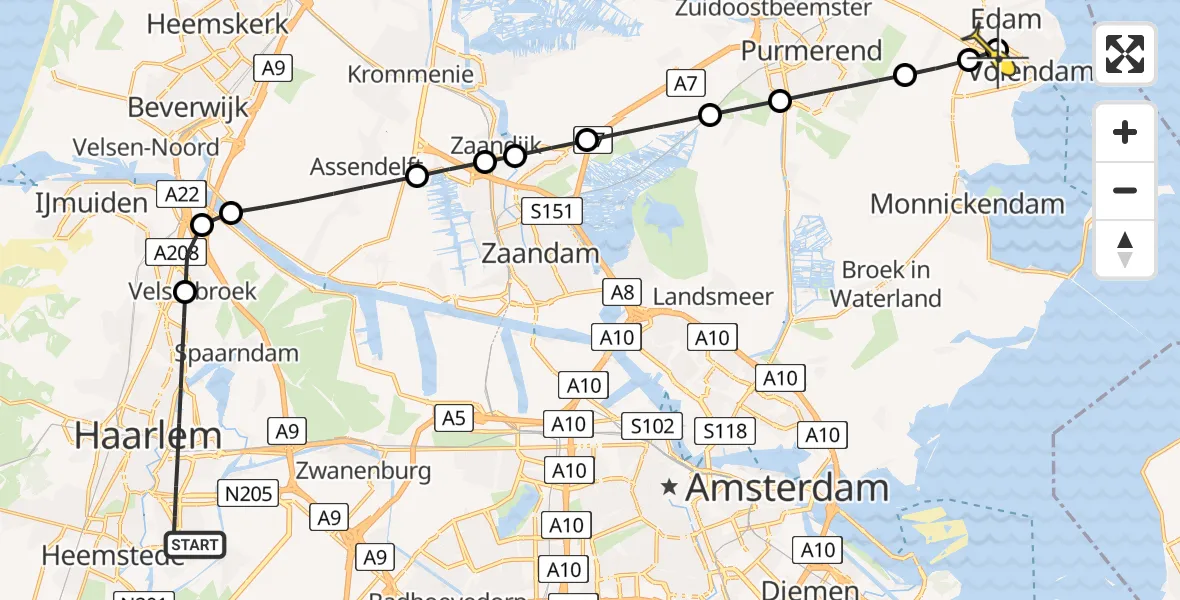 Routekaart van de vlucht: Lifeliner 1 naar Volendam, Jan Platstraat
