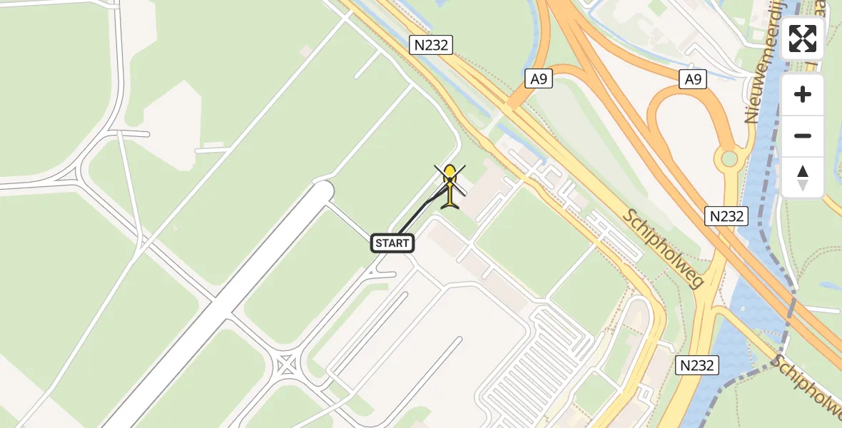 Routekaart van de vlucht: Politieheli naar Schiphol, Loevesteinse Randweg