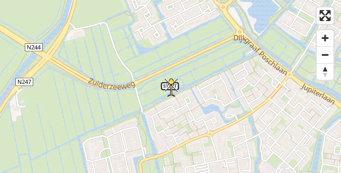 Routekaart van de vlucht: Lifeliner 1 naar Volendam, Jan Platstraat