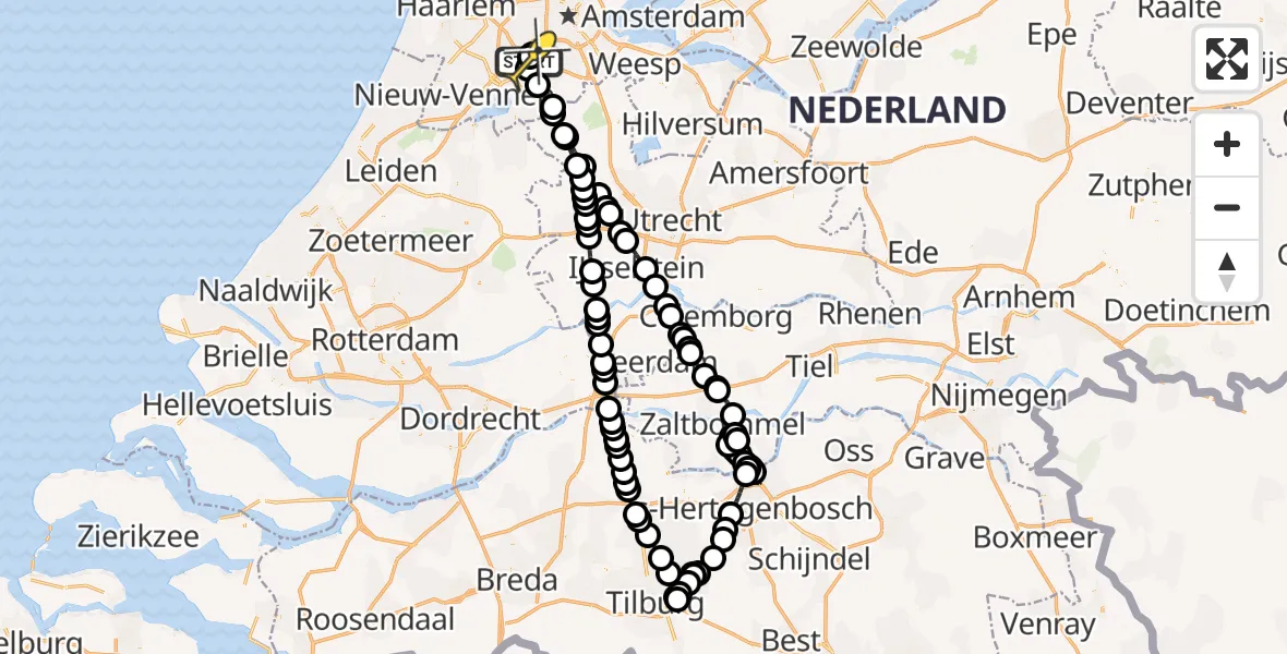 Routekaart van de vlucht: Politieheli naar Schiphol, Loevesteinse Randweg