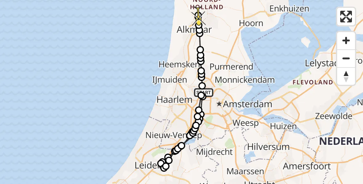Routekaart van de vlucht: Lifeliner 1 naar Broek op Langedijk, De Negen Sneesweg