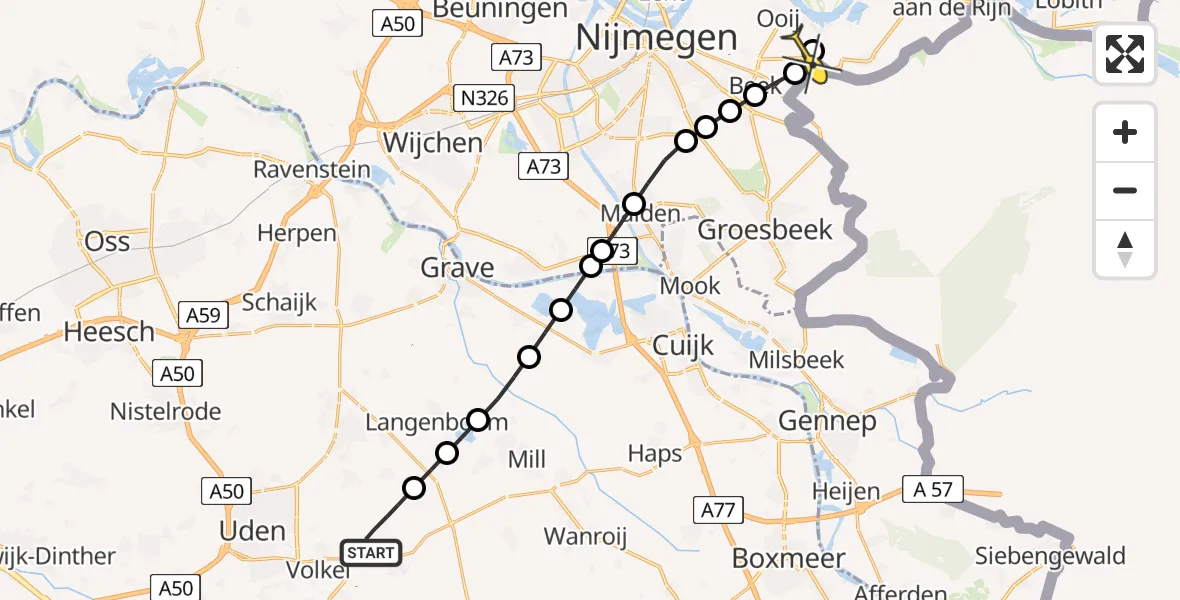 Routekaart van de vlucht: Lifeliner 3 naar Erlecom, Thornsestraat