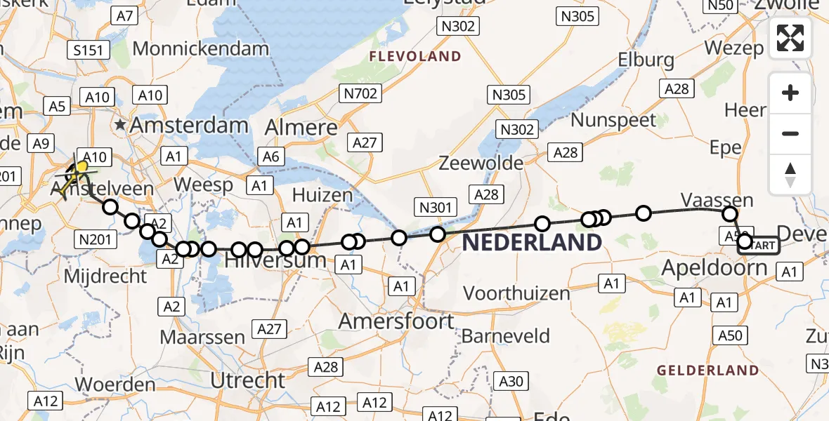 Routekaart van de vlucht: Politieheli naar Schiphol, Thermiekstraat