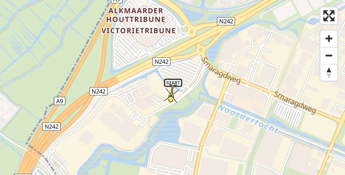 Routekaart van de vlucht: Lifeliner 1 naar Alkmaar, Parelweg