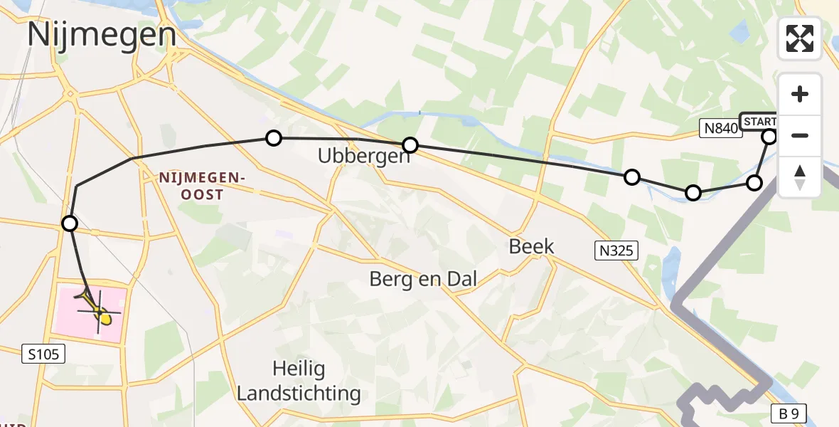 Routekaart van de vlucht: Lifeliner 3 naar Radboud Universitair Medisch Centrum, Geert Grooteplein Zuid