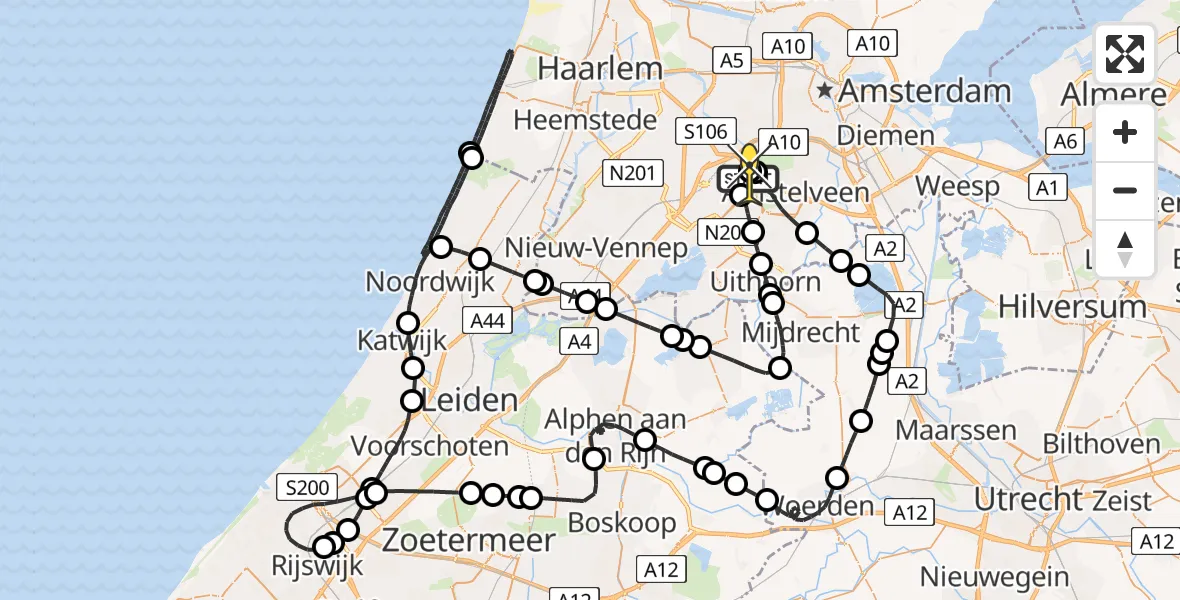 Routekaart van de vlucht: Politiehelikopter naar Schiphol, Walaardt Sacréstraat