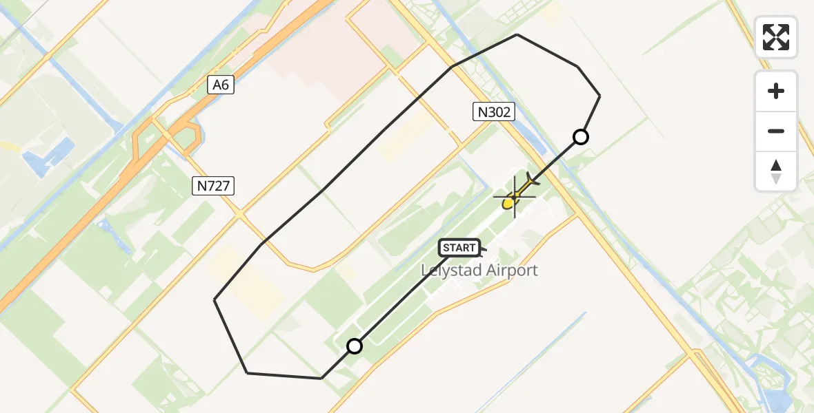 Routekaart van de vlucht: Politiehelikopter naar Lelystad Airport, Arendweg