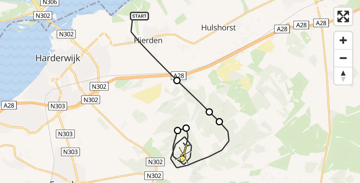 Routekaart van de vlucht: Politieheli naar Ermelo, Cyriassischepad