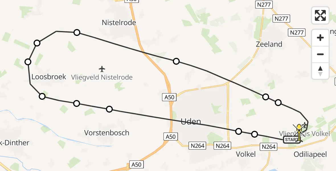 Routekaart van de vlucht: Lifeliner 3 naar Vliegbasis Volkel, Zeelandsedijk