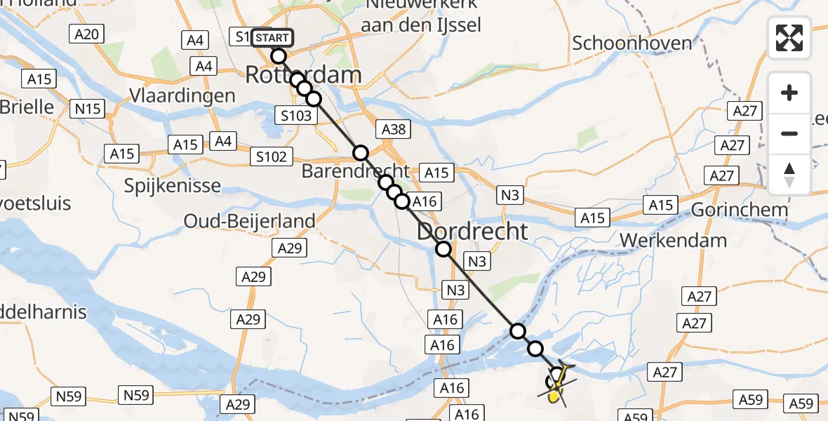 Routekaart van de vlucht: Lifeliner 2 naar Drimmelen, Ruilverkavelingsweg