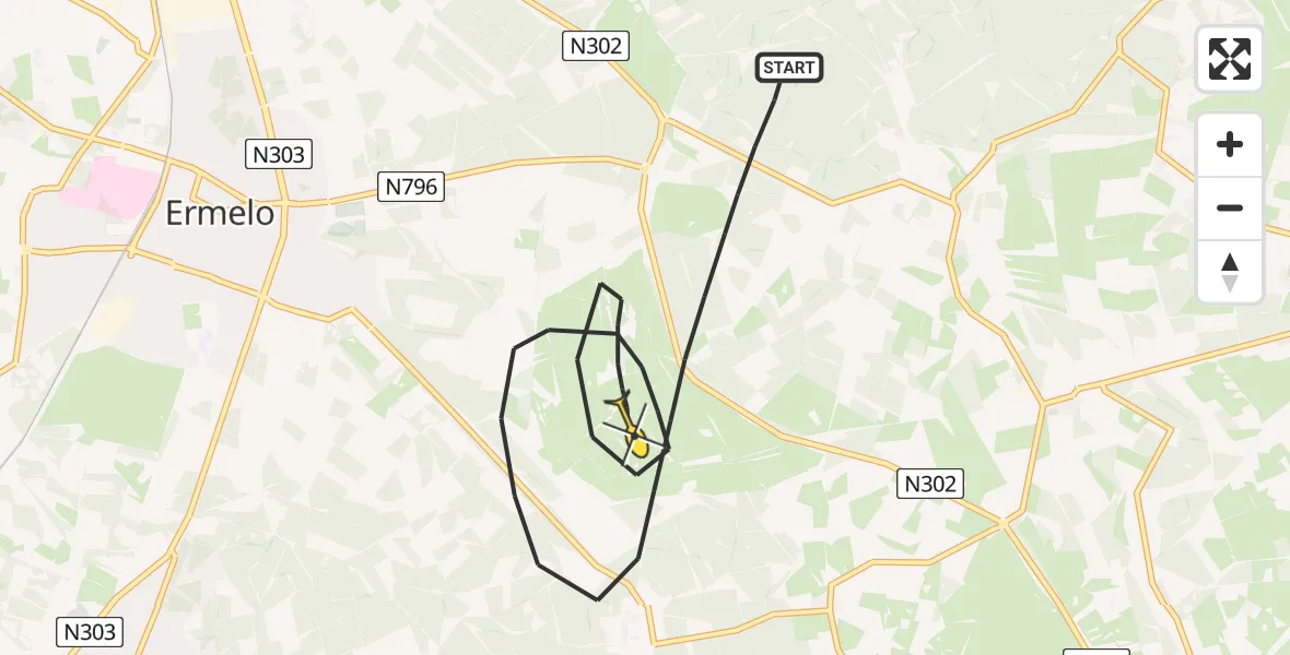 Routekaart van de vlucht: Politieheli naar Ermelo, Postweg