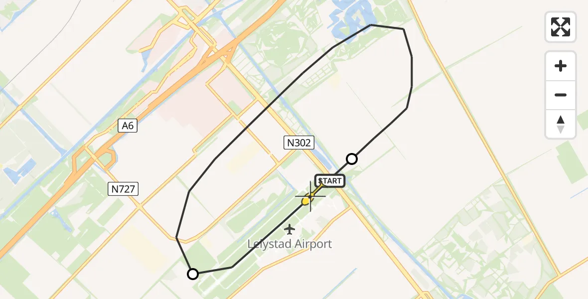 Routekaart van de vlucht: Politiehelikopter naar Lelystad Airport, Arendweg