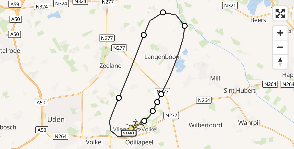 Routekaart van de vlucht: Lifeliner 3 naar Vliegbasis Volkel, Zeelandsedijk
