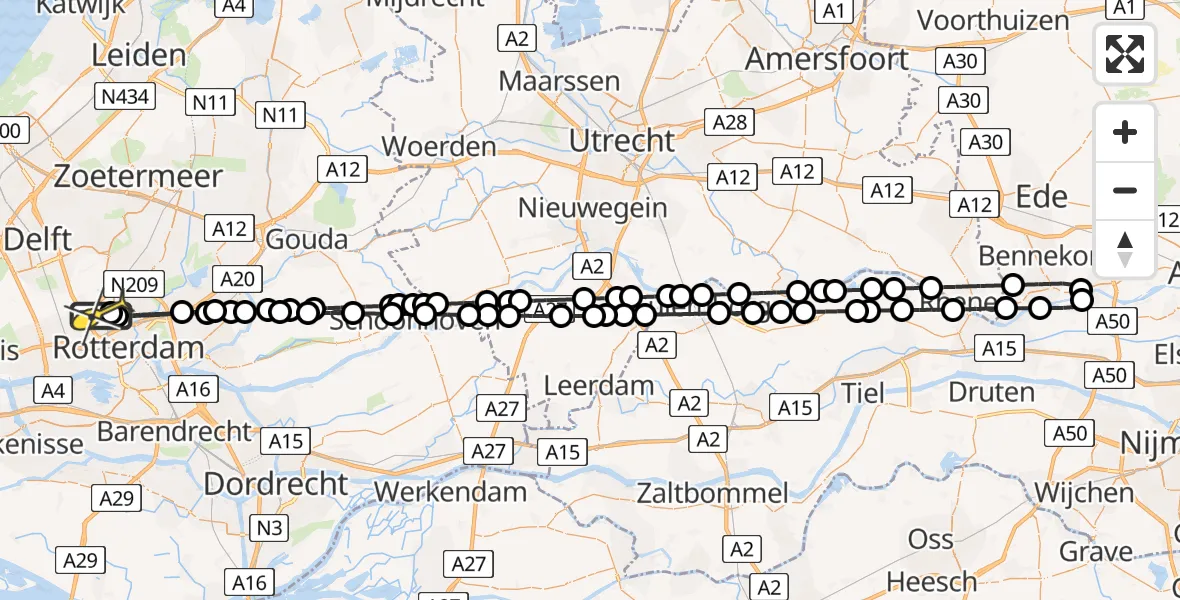 Routekaart van de vlucht: Lifeliner 2 naar Rotterdam The Hague Airport, Brandenburgbaan