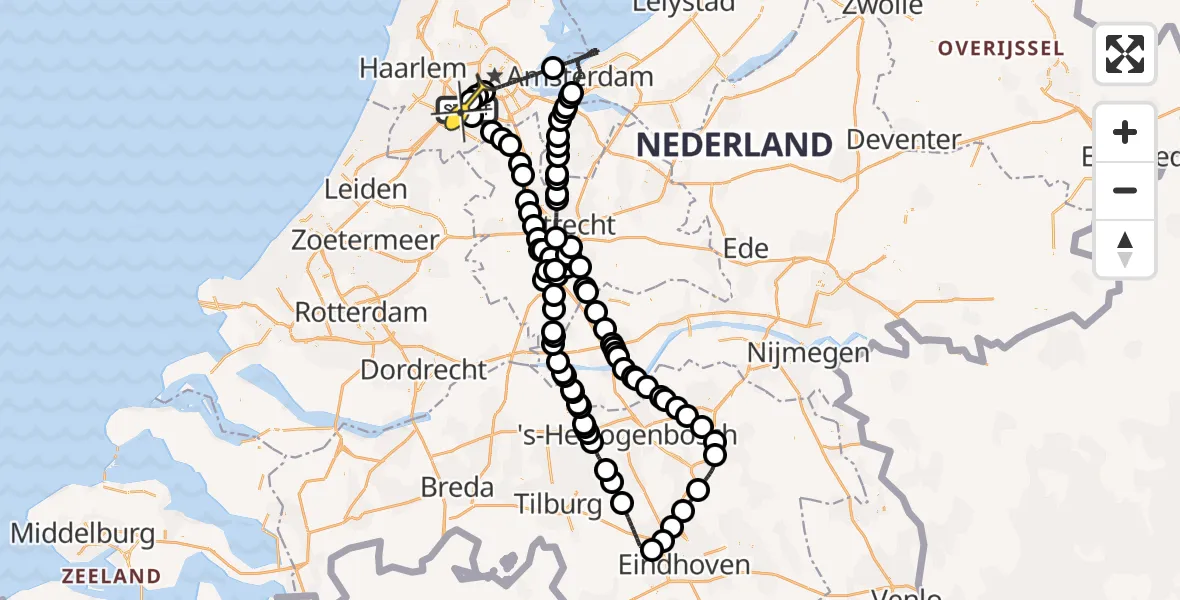 Routekaart van de vlucht: Politieheli naar Schiphol, Schipholweg