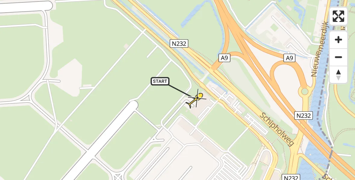 Routekaart van de vlucht: Politiehelikopter naar Schiphol, Walaardt Sacréstraat