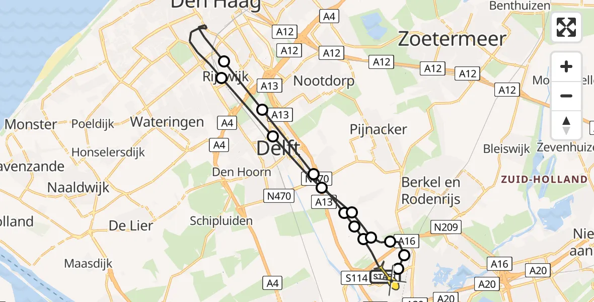 Routekaart van de vlucht: Lifeliner 2 naar Rotterdam The Hague Airport, Brandenburgbaan
