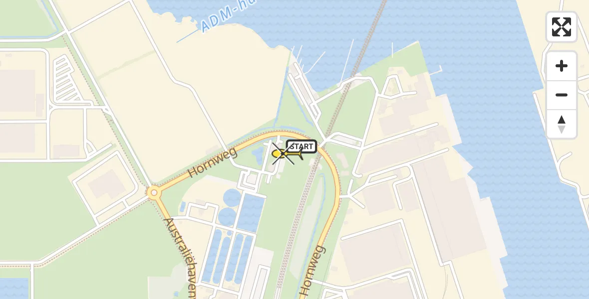 Routekaart van de vlucht: Lifeliner 1 naar Amsterdam Heliport, Hornweg