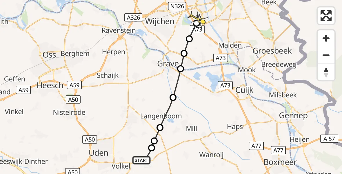 Routekaart van de vlucht: Lifeliner 3 naar Nijmegen, Meijhorst