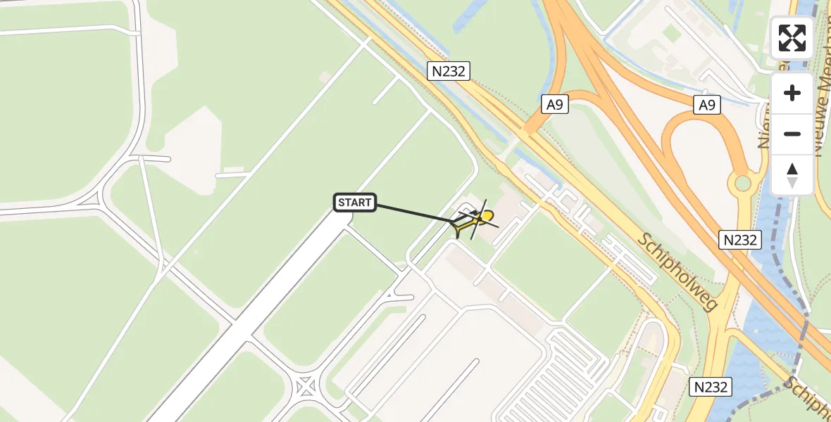 Routekaart van de vlucht: Politieheli naar Schiphol, Walaardt Sacréstraat