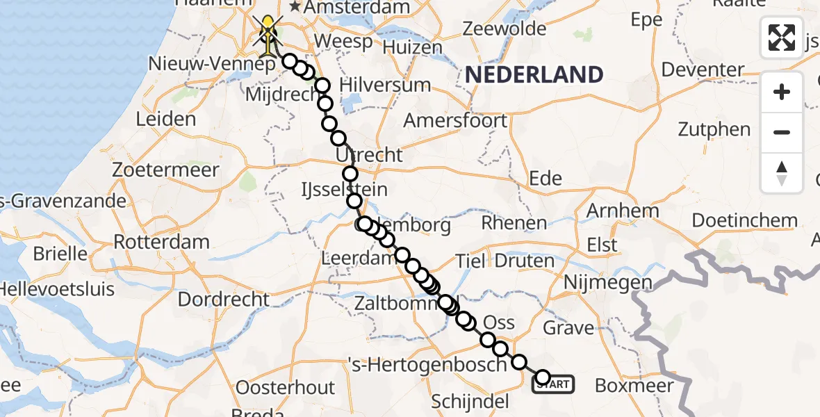 Routekaart van de vlucht: Politieheli naar Schiphol, Thermiekstraat