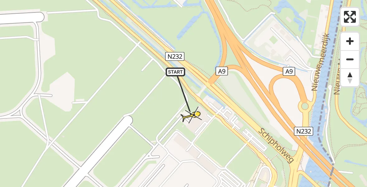 Routekaart van de vlucht: Politieheli naar Schiphol, Walaardt Sacréstraat