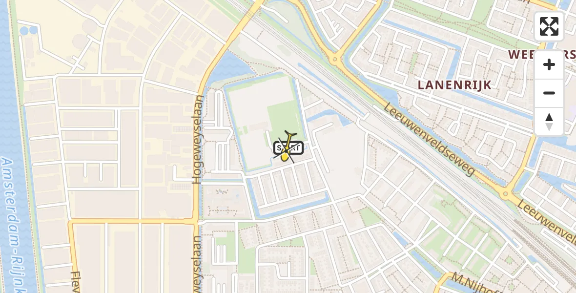 Routekaart van de vlucht: Lifeliner 1 naar Weesp, Fanny Blankers-Koenstraat