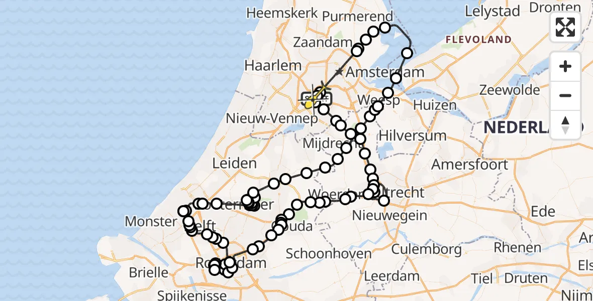 Routekaart van de vlucht: Politieheli naar Schiphol, Thermiekstraat