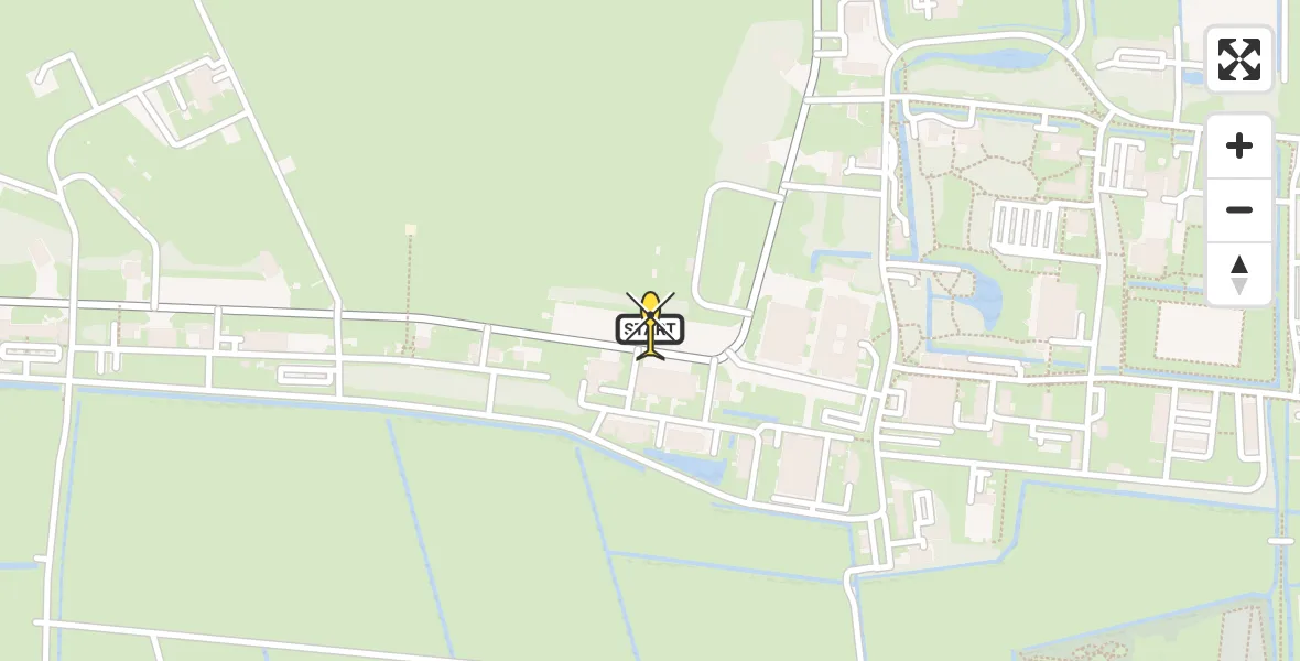 Routekaart van de vlucht: Ambulancehelikopter naar Vliegbasis Leeuwarden, Keegsdijkje