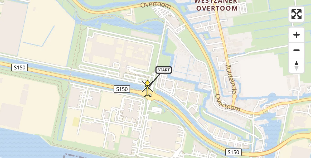 Routekaart van de vlucht: Lifeliner 1 naar Westzaan