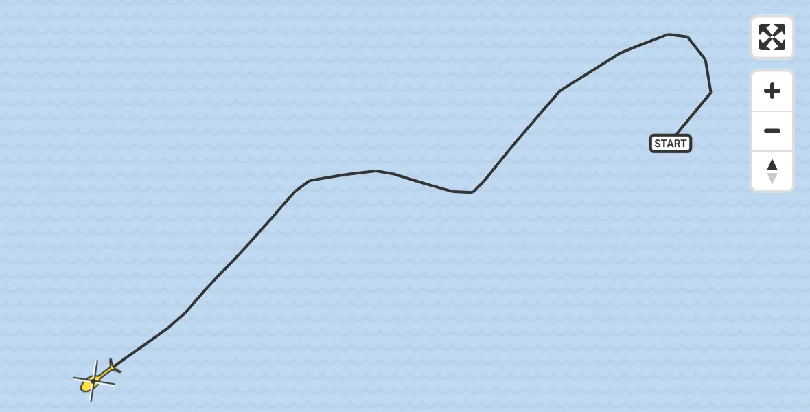 Routekaart van de vlucht: Kustwachthelikopter naar 