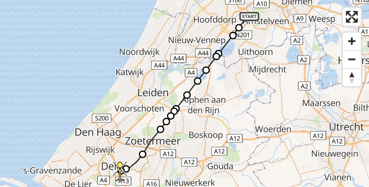 Routekaart van de vlucht: Politieheli naar Delft, Schoemakerplantage
