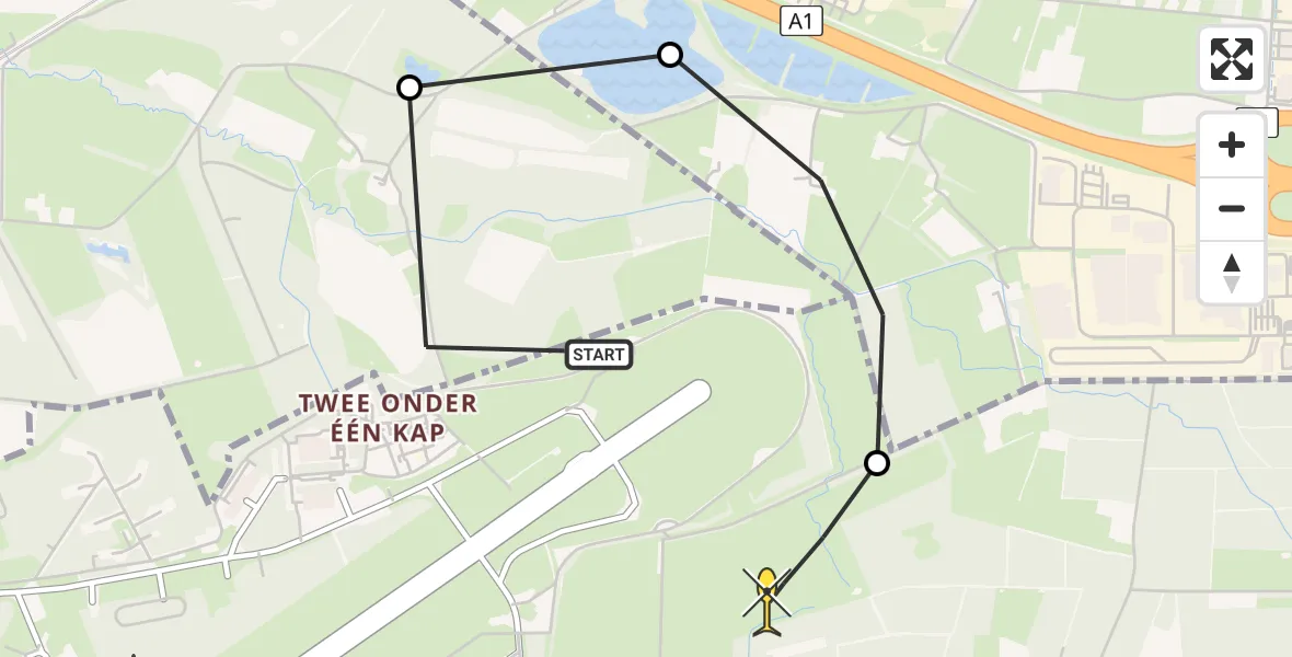 Routekaart van de vlucht: Politieheli naar Enschede, Nieuwe Hesbeek