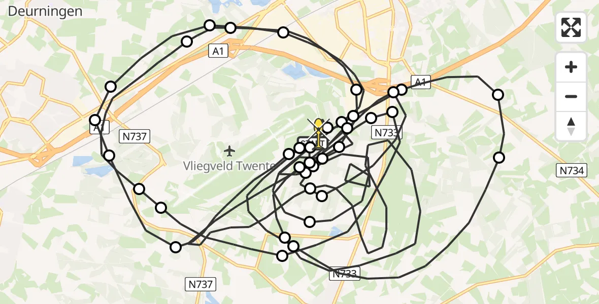 Routekaart van de vlucht: Politiehelikopter naar Enschede, Noordergrensweg