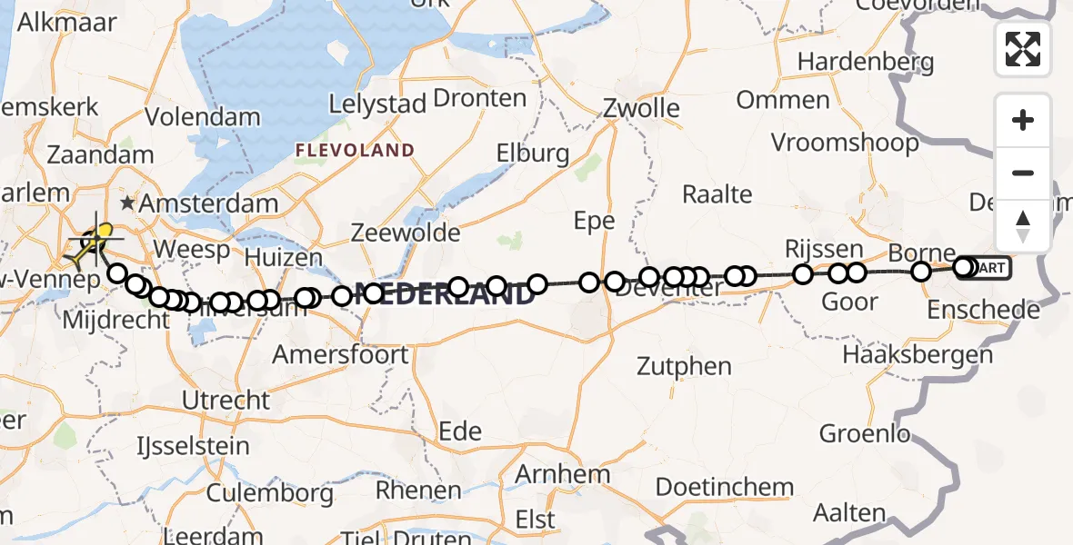 Routekaart van de vlucht: Politieheli naar Schiphol, Thermiekstraat